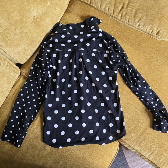 Express Portofino Black and White Polka Dot Blouse - Picture 3 of 3